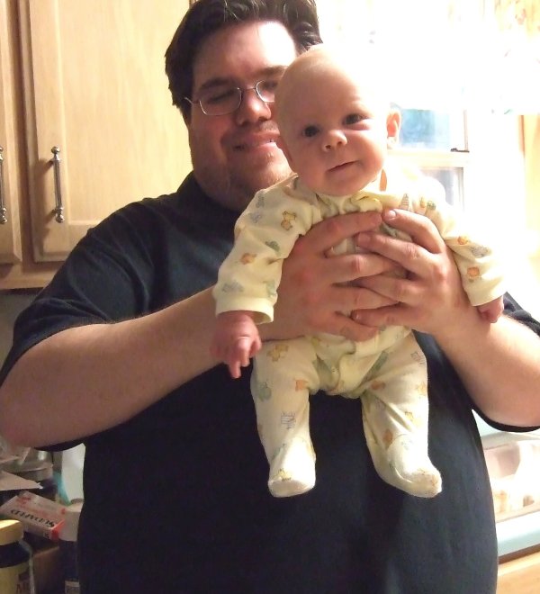 Daniel and Papa in kitchen